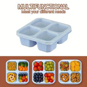 Brand New Blue Portable Box Lid Portion Control Storage Stackable 2 Piece Set